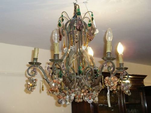 1930'S Coloured Drop Chandelier